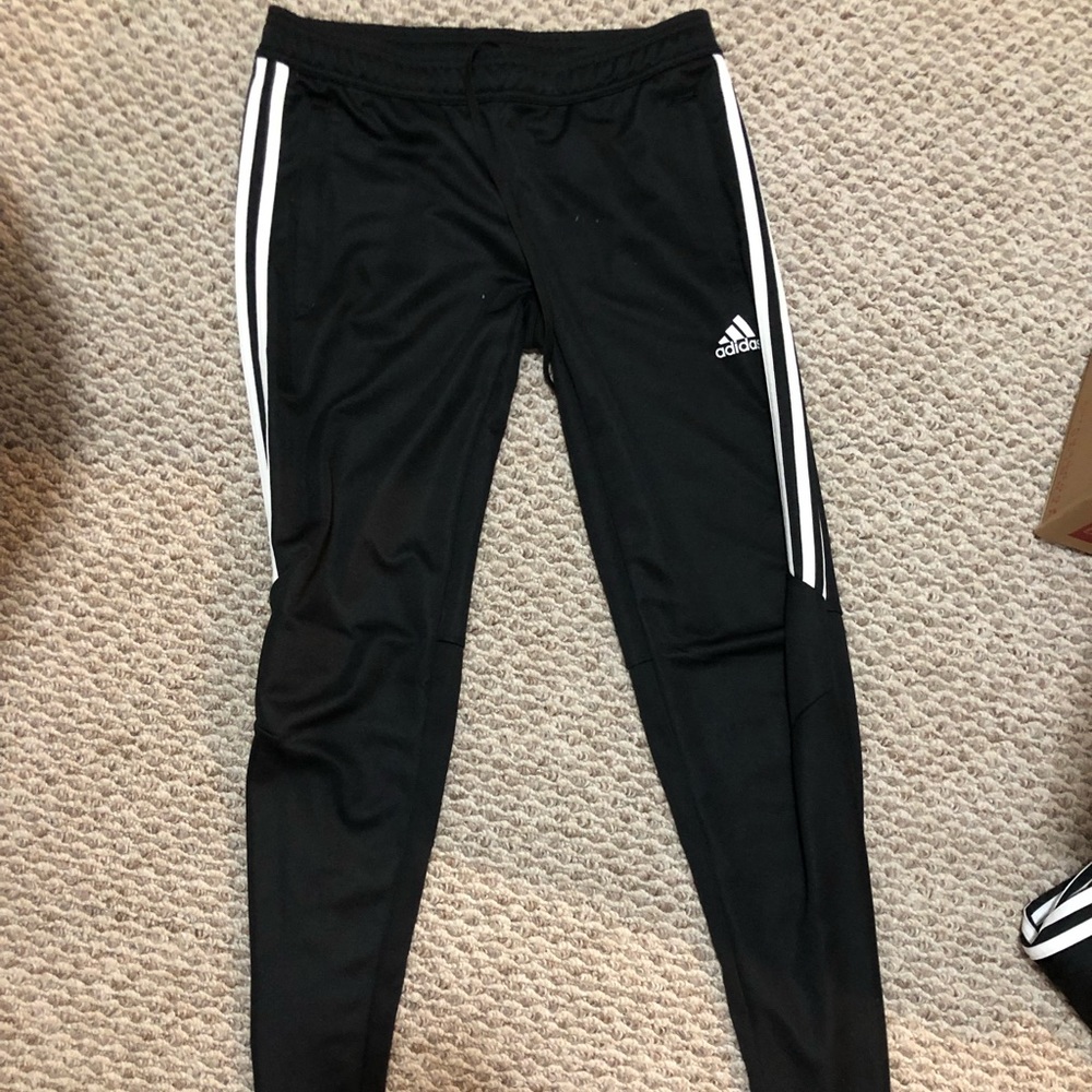 Black Adidas Pants- half stripes